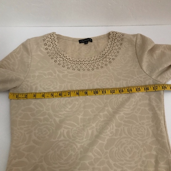 Chances R Women's Sweater Cream White Textured 3/4 Sleeve Size Small - Picture 4 of 8